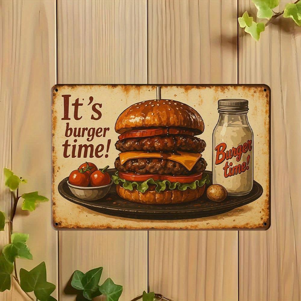 """Es ist Burger-Zeit!"""""" Metallschild - 30,48 x 20,32 cm Retro Küche & Bar Dekor"""