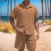 Men’s Shirt, Casual Loose-fit Short-sleeved Top and Shorts Beach Set