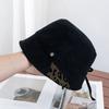 Retro leopard print suede splicing bucket hat women's autumn versatile face small hat fashion casual basin hat