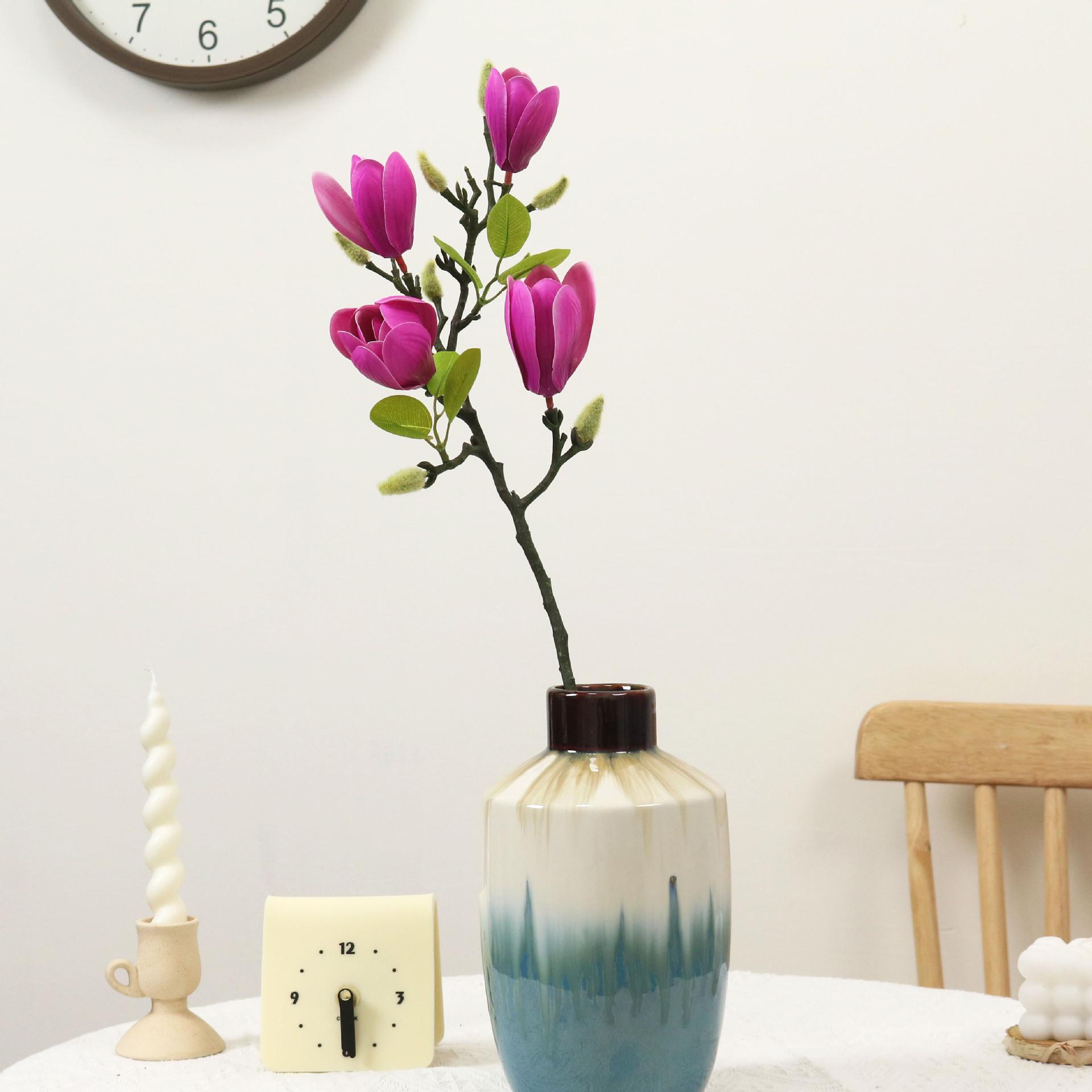 Uflower 67cm Silk Magnolia Branch Artificial Flowers Home Garden Hotel Table Vase Decor DIY Photo Props Spring Festival Decor 1PC темно-фиолетового
