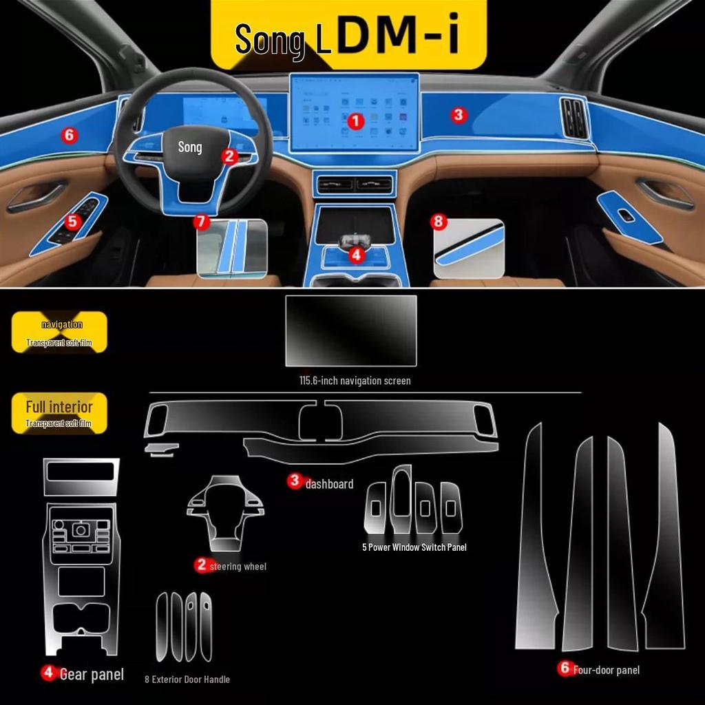 BYD Song L-DMI-EV Interior: TPU Film for Navigation & Gear Shift