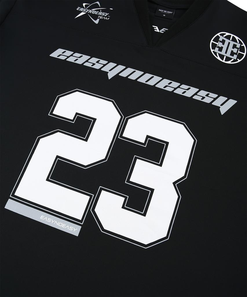 EASY NO EASY Long Sleeve Football Jersey - Black