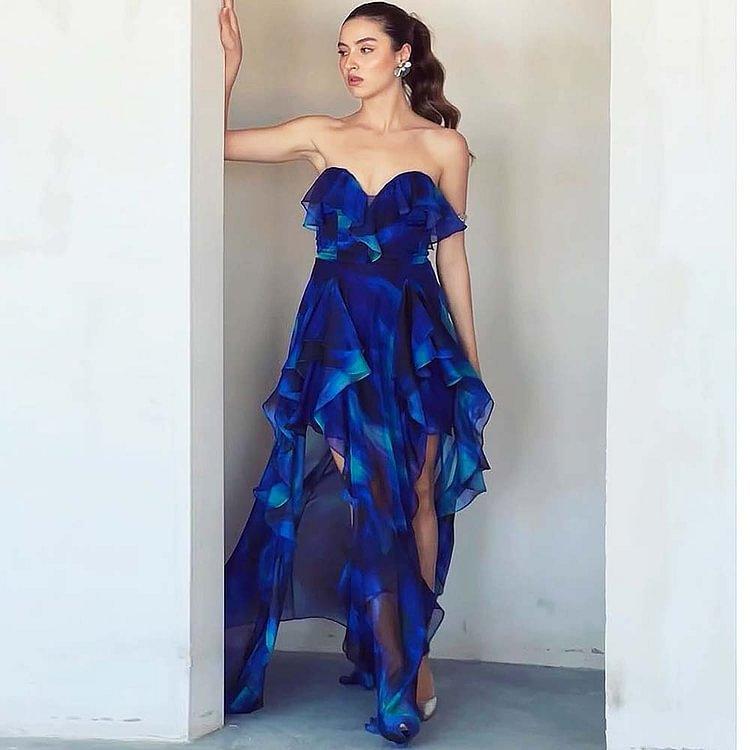 1011 European and American New Fast-selling Smudged Ruffle Leaf Edge One-piece Swimsuit Women's Vacation Suit Beach Skirt