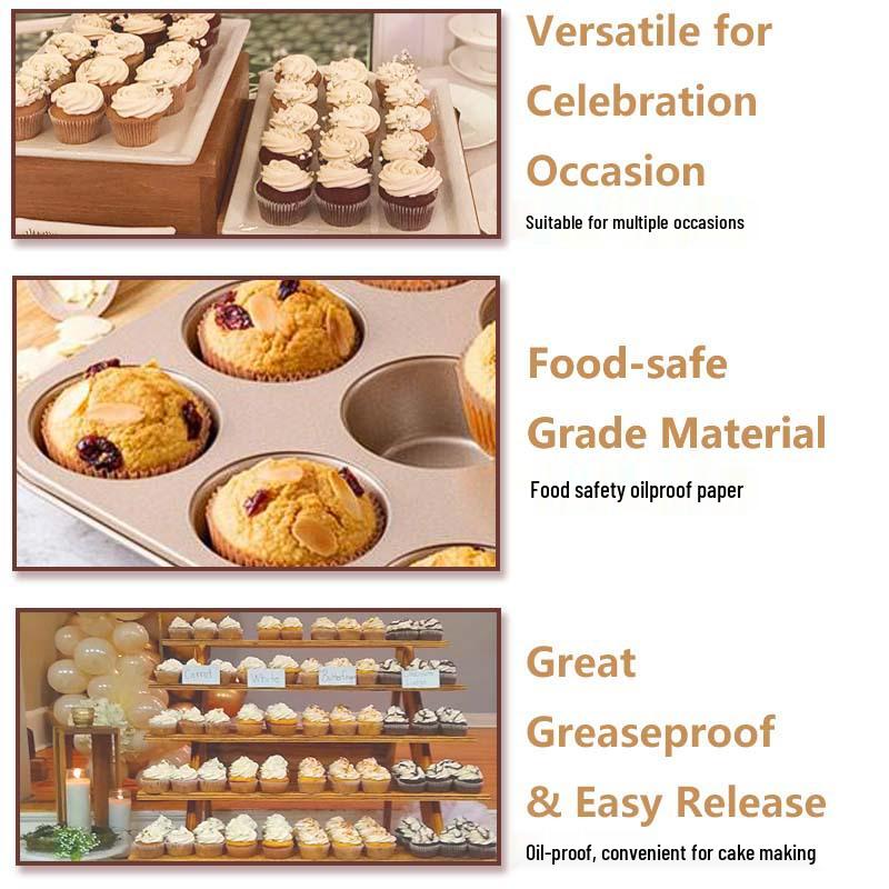 Natural Coffee Color Oil-Proof Paper Cake and Muffin Liners, Approx. 1000 Pieces