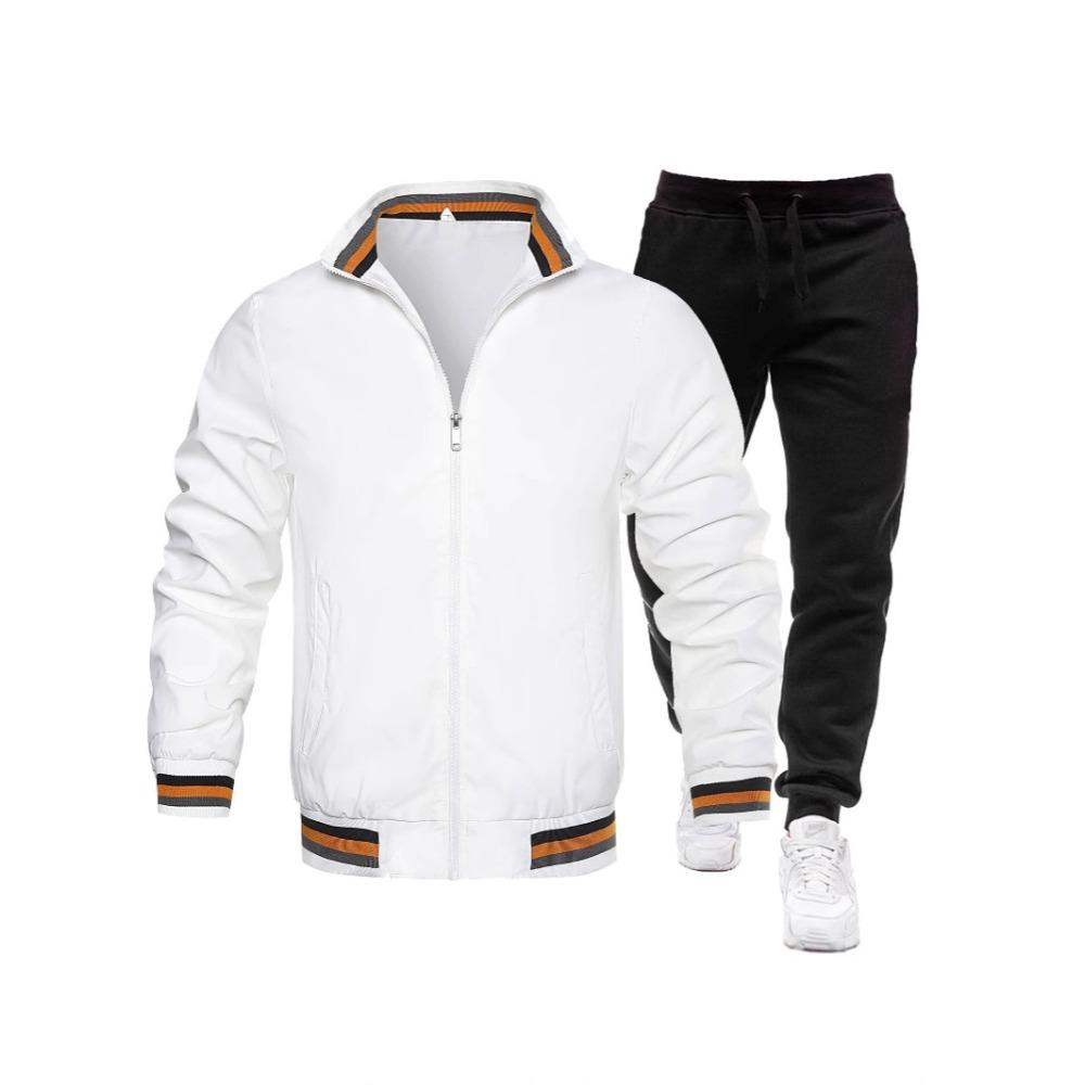 

Мужская повседневная модная куртка Спортивный однотонный комплект XL белый