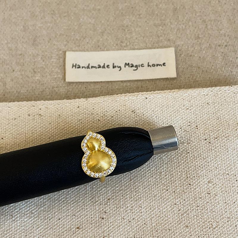 

Medieval Brushed Zircon Gourd Open Ring, Women S Exquisite Personality, Unique Fashion Temperament, Versatile Ring Ring