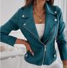 2023 European & American Slim Zipper Jacket - Women's Suede Short Coat