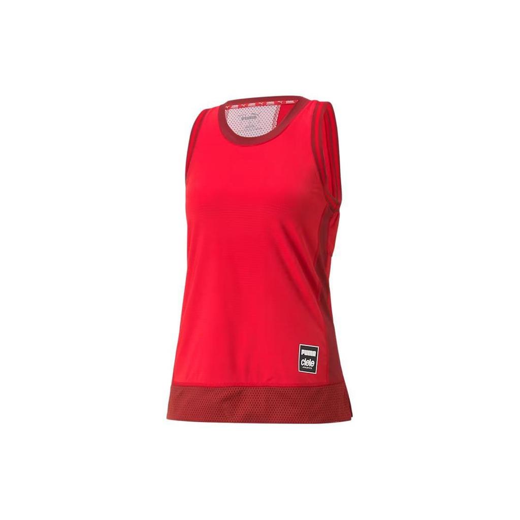 Puma X Ciele Collaboration Series Letter Logo Tag Back Splicing Pattern Running Sports Vest Women Vests Red 523429-21
