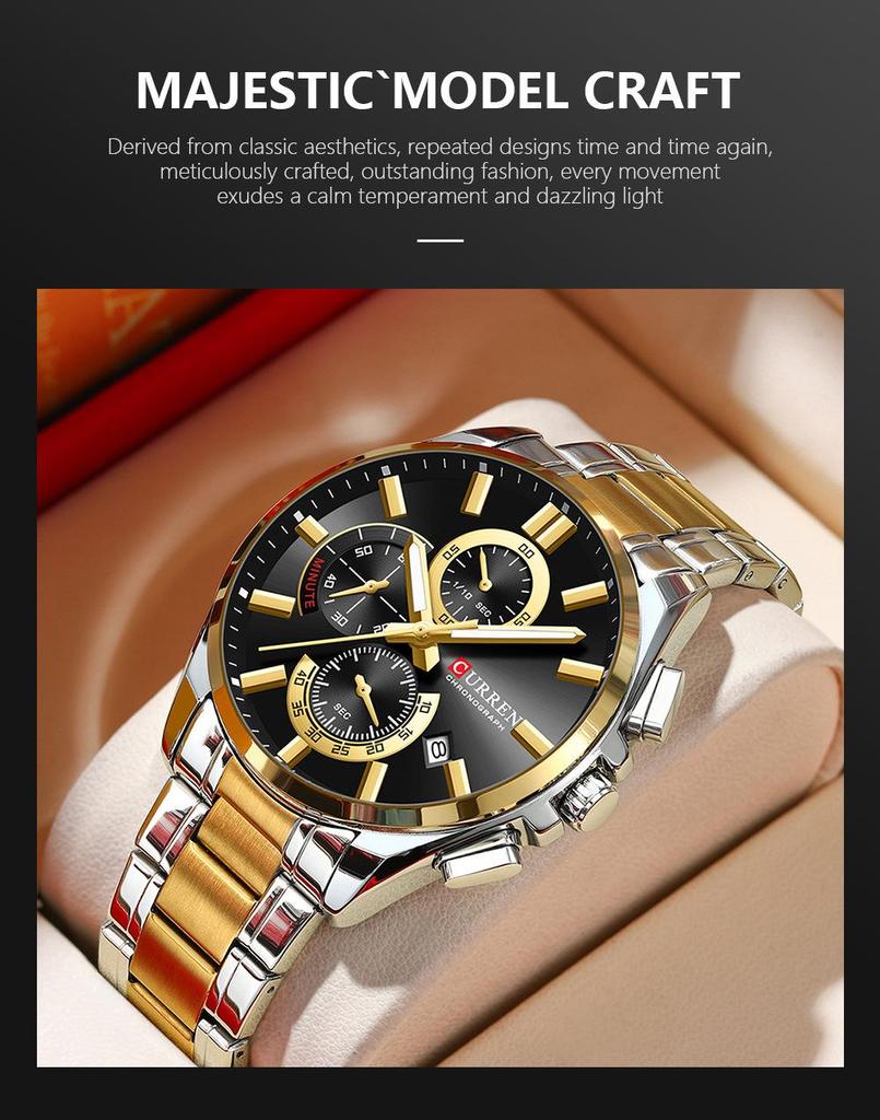 CURREN 8475 Men's Multifunction Waterproof Wristwatch with Large Dial