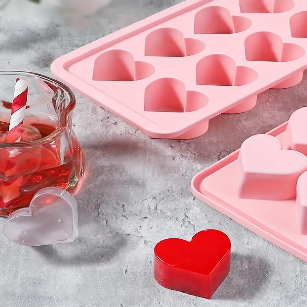 10-Fächer Herzförmige Silikon-Eiswürfelform Set Einfaches Entformen Weiches Silikon Eiswürfelbereiter für Küche Und Zuhause