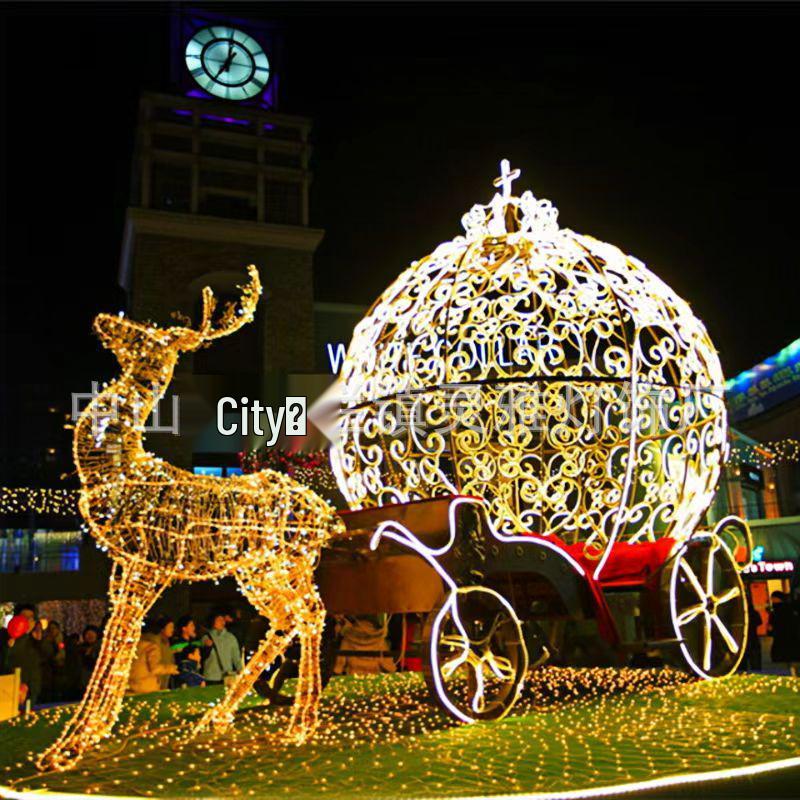 LED Christmas Deer and Cart Outdoor Decorative Lights