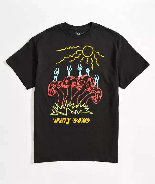 

A-Lab Mens Wavy Gang Black T-Shirt New S, M, L, XL, 2XL 3XL