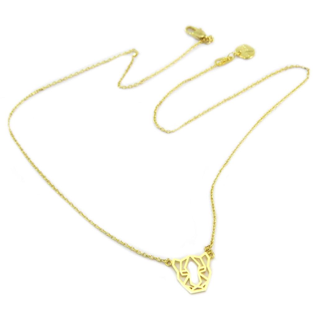 7bis [P5841] - Handmade 'Origami' Necklace (panther) Gold - 13x10 Mm