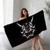 1pc Japan Samurai Oni Mask Microfiber Printed Beach Towel Mountain Climbing Yoga Beach Swimming Running Absorbent Soft Towel