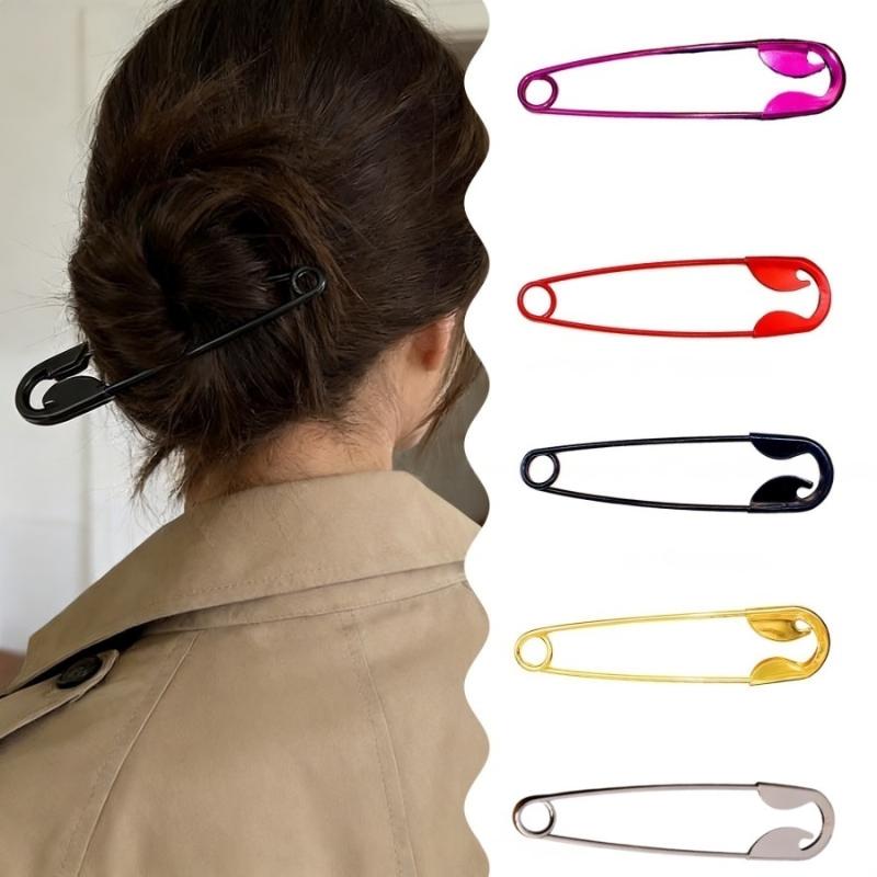 Creative Safety Pin Hair Clip Large Safety Pin Metal Hair Claws Barrettes For Women Girls  Hair Accessories Headwear