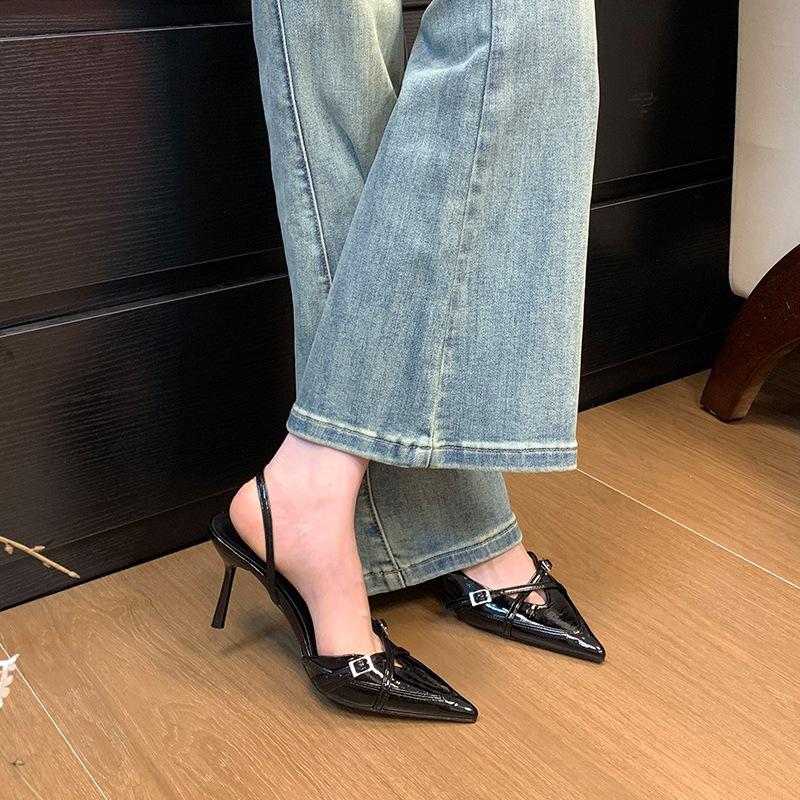 High-heeled bag head sandals summer temperament with skirt pointed fashion belt decorative stiletto shoes