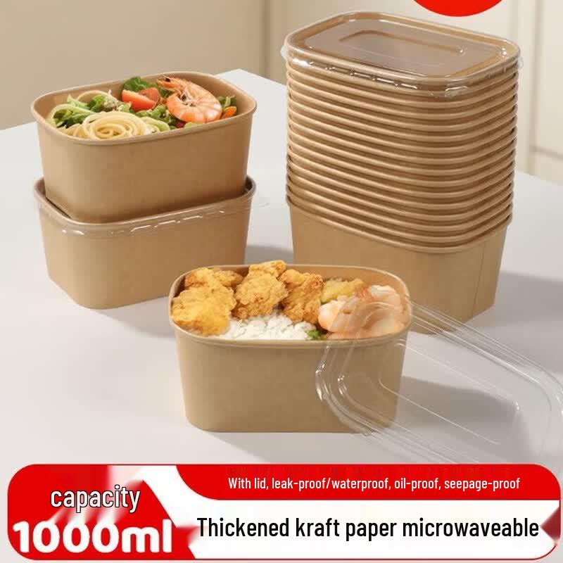 

1000ml Microwaveable Rectangular Plastic Food Containers with Lids, 20-Pack
