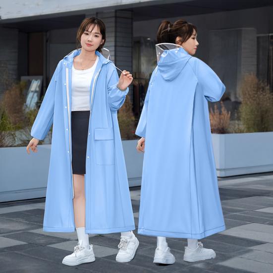 Yousheng Hooded Raincoat Waterproof EVA Button Zipper Closure Reusable Adults Ultralight Rainproof Thick Portable Outdoor Travel Rain Jacket Poncho