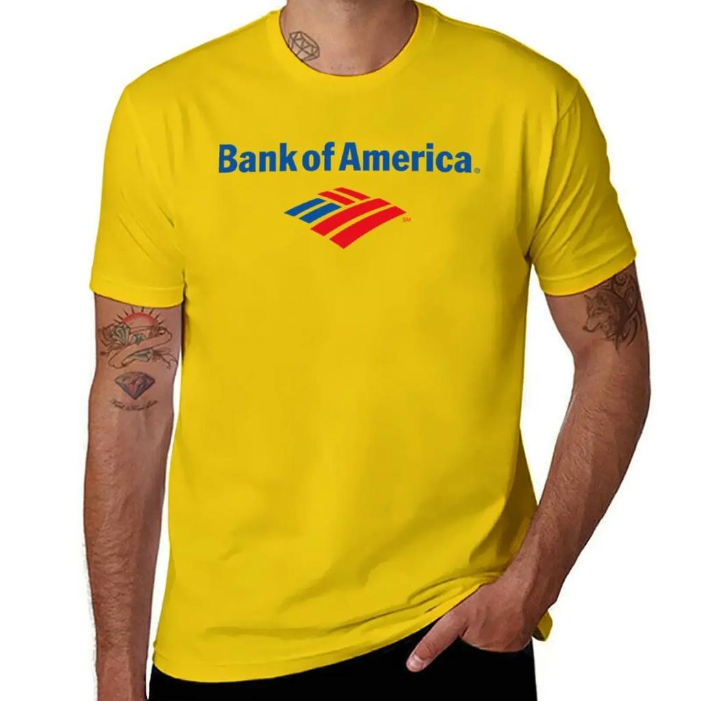 BANK OF AMERICA T-Shirt plus sizes summer tops blue archive oversized t shirt plain white t shirts men