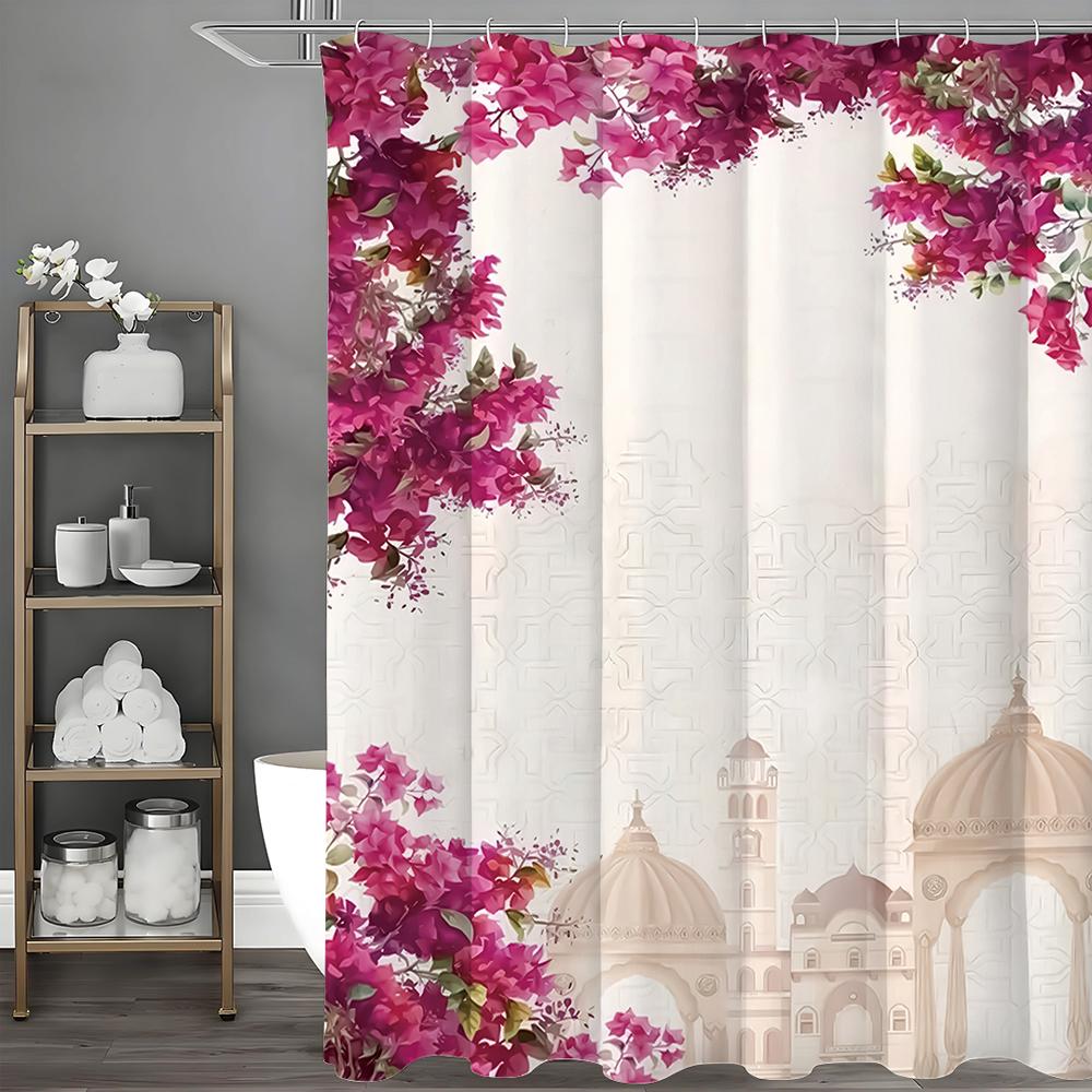 

Фиолетовая Цветочная Замковая Дворцовая Шторка для Душа, Декоративная Шторка для Душа для Ванной Комнаты, Водонепроницаемая Шторка для Душа с Крючками 90*180cm