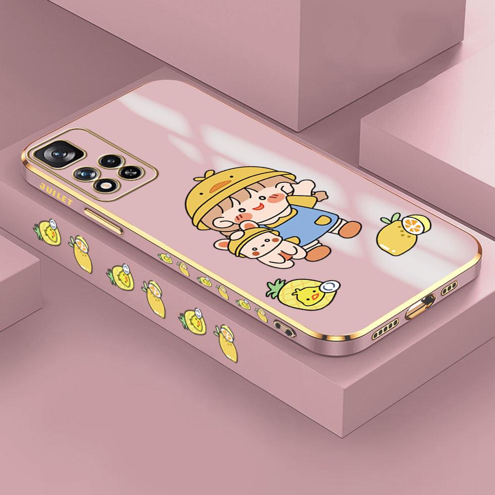 For Redmi Note 13 Pro 12 Pro 12S 11 Pro 11S 10S OPPO A38 A77s A96 Realme C33 C65 OnePlus Lovely Girl Pattern Full Lens Protect Shockproof Casing