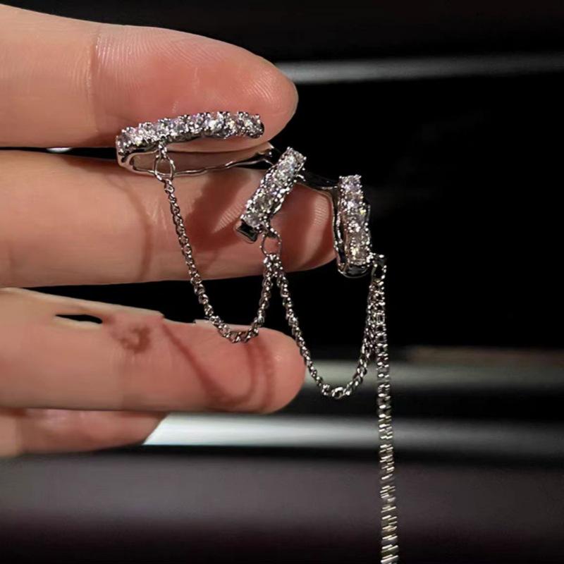 Rhinestone Tassel Ear Clip: Light Luxury & Fashionable Non-Pierced Earrings