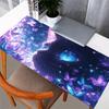 1 peça Mouse Pad Anime Borboleta e Gato Preto com Olhos Azuis Tapete de Mesa Grande Antiderrapante Base de Borracha Mousepad Longo para Teclado e Mouse para PC Computador Unissex
