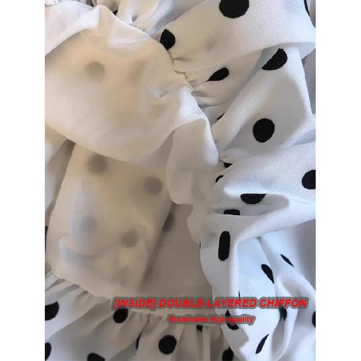 Backless Sexy Halter Beach Babydoll Crop Tops Women Polka Dots V Neck Sleeveless T Shirt Ruffles Basic Tees Not-Padded Pad