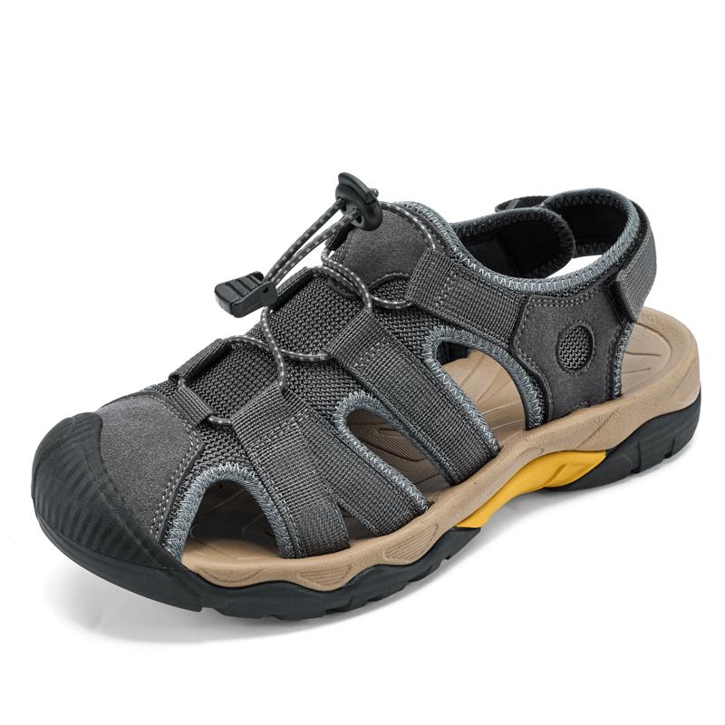 

New Lightweight Mens Mesh Sandals Non Slip Sandaly Outdoor Summer Beach Shoes Walking Shoes Breathable Male Wading Aqua Footwear 36 серый