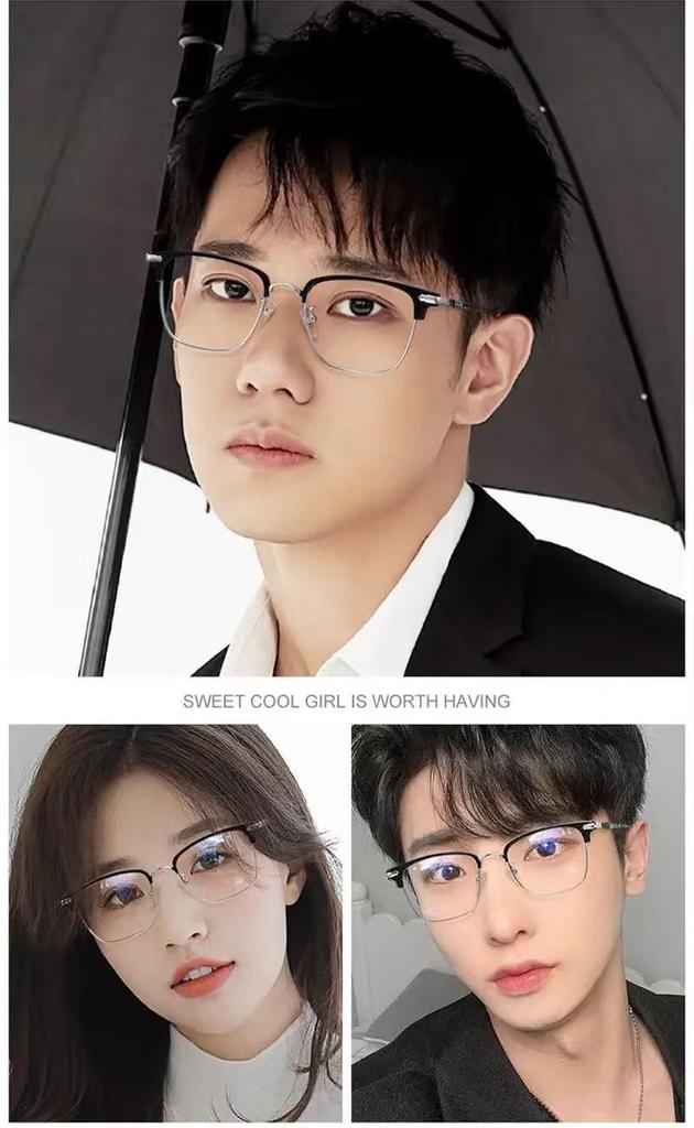 RK200 Ultra-Light Retro Myopia Glasses - Anti-Blue Light Black Frame for Men & Women