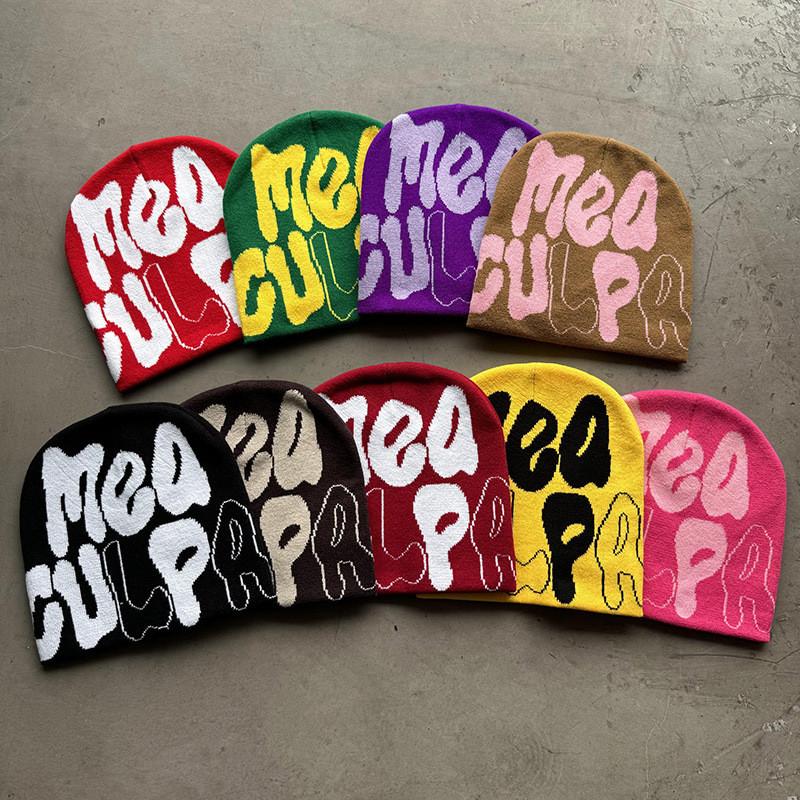 Acrylic Knitted Cap For Teens And Adults With Fashionable Letter Design