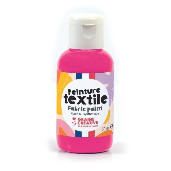 Peinture pour textile - GRAINE CREATIVE ON A TOUS DU TALENT - 50 ml - Rose - Plastique - Adulte