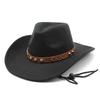 Wool Top Hat Western Denim Style Big Edge Hat Texture Belt Women'S Hat Jazz Hat