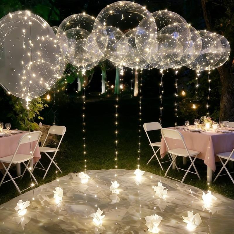 Bobo Balloons with LED Lights Transparent Glowing Bubble Balls for Wedding Birthday Decorations, Party Supplies