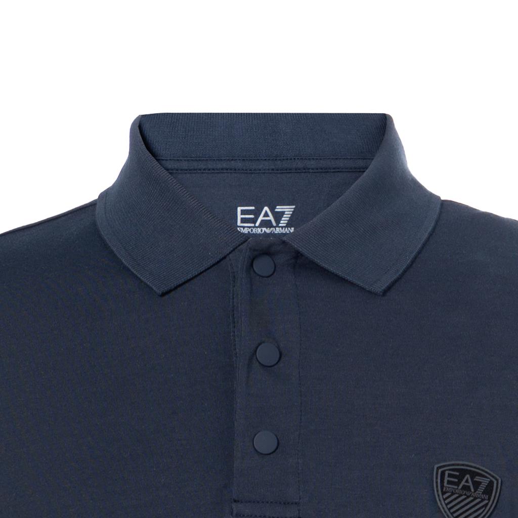 Emporio Armani EA7 Solid Color Button Straight Fit Short Sleeve Polo Shirt Men Polo Shirts Navy-Blue 8NPF09-PJNQZ-1578