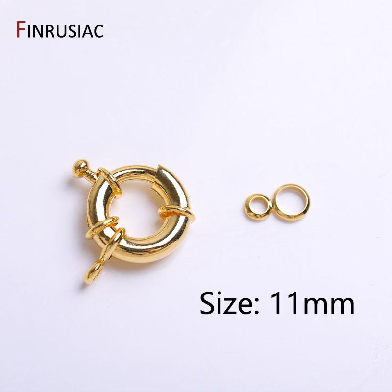 

11mm/13mm/15mm 18K Gold Plated Brass Metal Round Spring Clasps Steering Wheel Sailor Clasp For Jewelry Making Fittings Wholesale 2 pieces