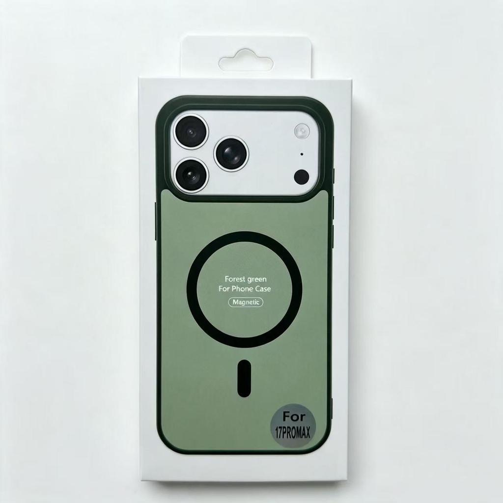 Magnetic Color-Blocking Skin-Feel Case for 17Pro Max iPhone 16 Series, Acrylic Finish