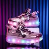 New Skates Children's Pulley Shoes Button Sneakers USB Charging Light Shoes Boys Luminous Shoes