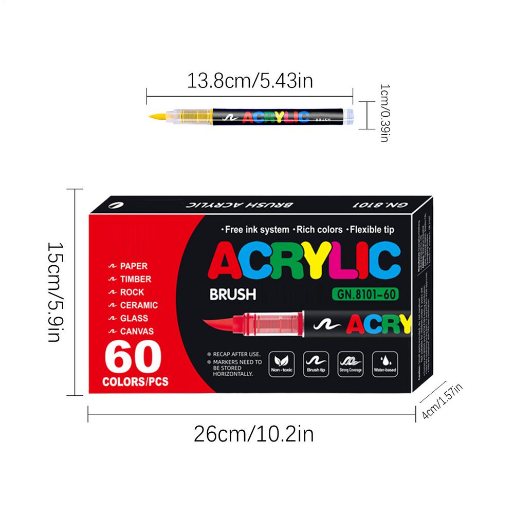 36/60/72 Farben Acrylfarbenstift Marker Pinselspitze Farbmarker Für Felsenmalerei Holz Leinwand Stein, Weihnachtsgeschenk DIY Basteln