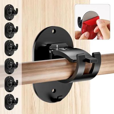 1/2 Pezzi Clip Regolabile per Bastone per Tenda Morsetto Autoadesivo Gancio Supporto per Bastone per Tenda Supporto da Parete Senza Chiodi Clip da Appendere a Parete