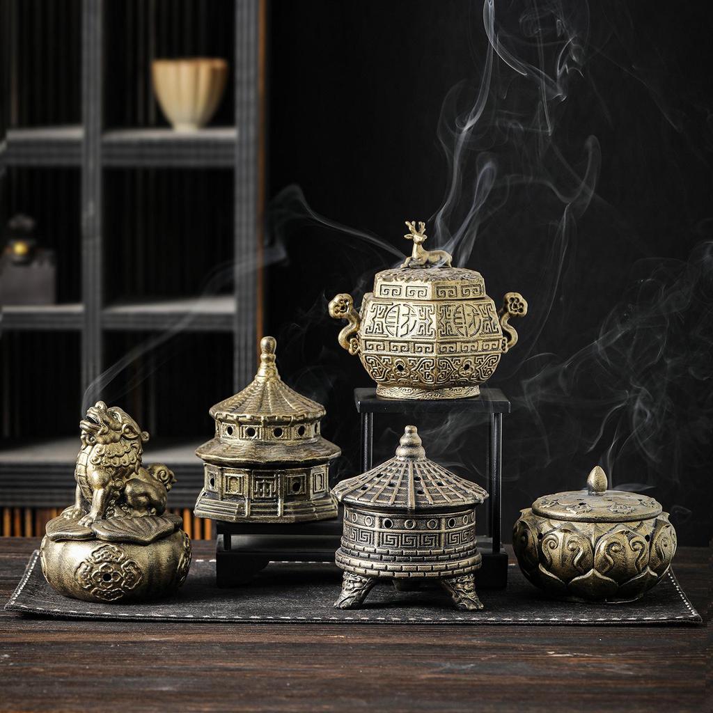 Zen Pagoda Black Ceramic Incense Burner - Aromatherapy Holder for Home and Office Decor