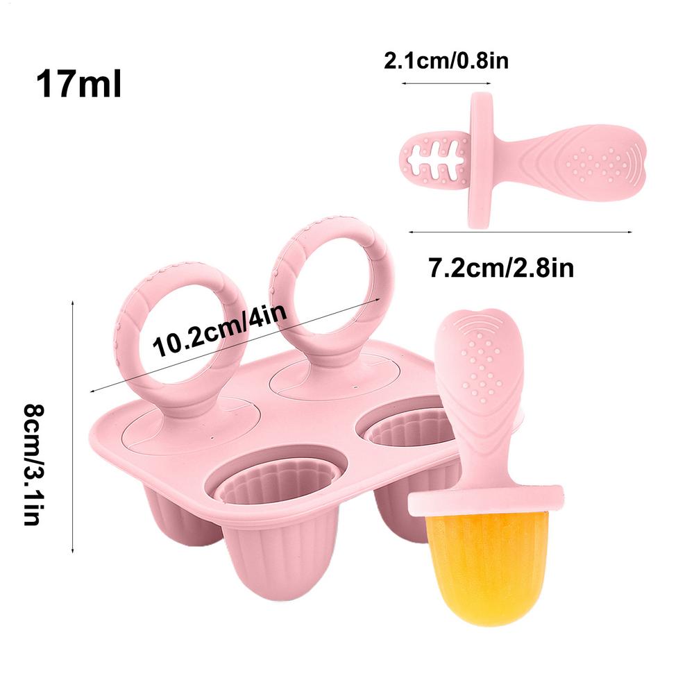 Popsicle Molds 4-Cavity Popsicle Molds Silicone Non-Sticky Pacifier Shaped Ice Pop Easy Release Popsicle Mold Cream Ice Maker
