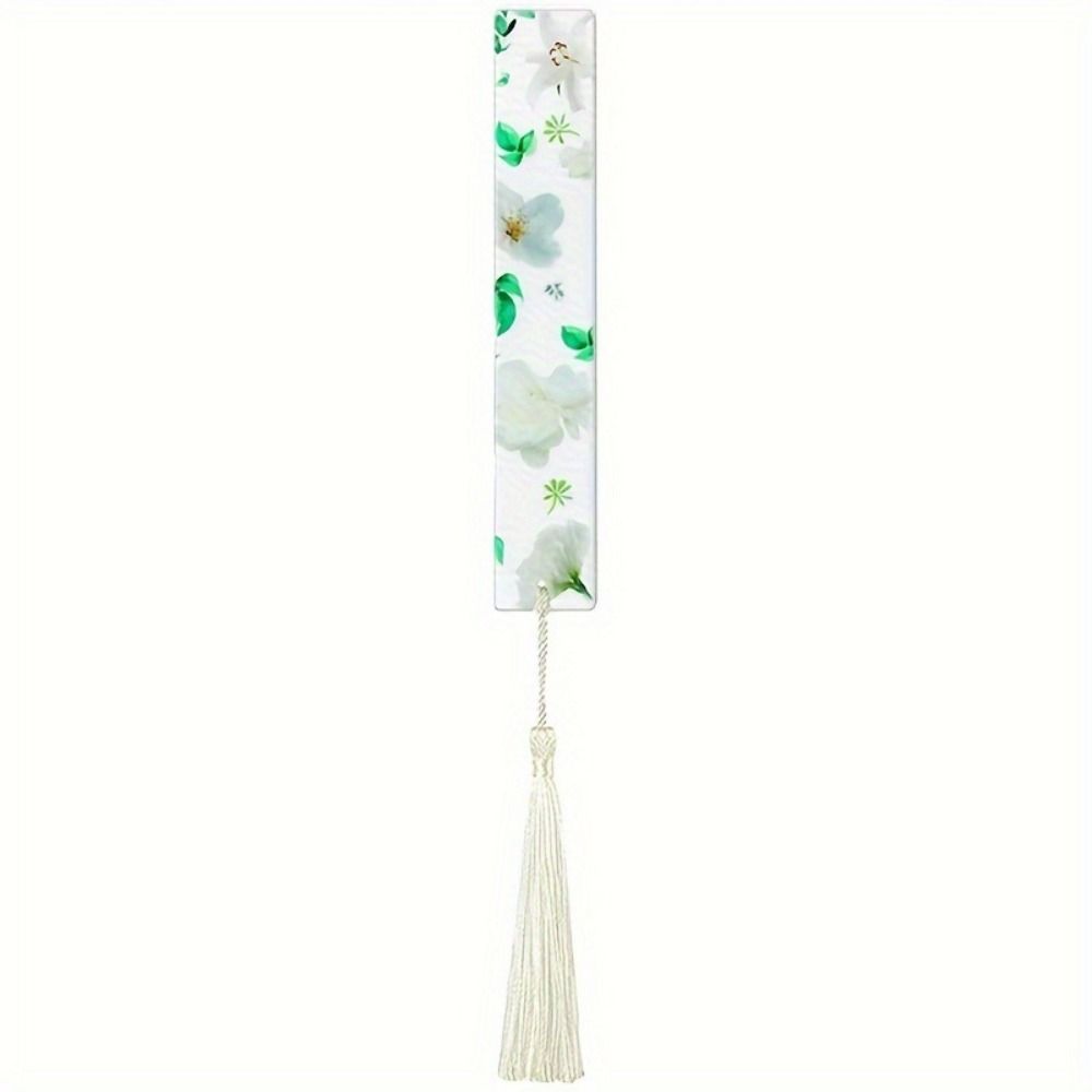 10Pcs/Set Transparent Floral Acrylic Bookmark With Tassels Reading Book Clip  Study/Library
