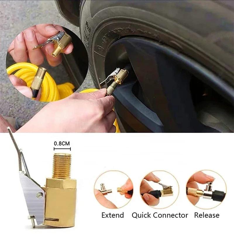 Portable Inflatable Pump Connector Car Tire Air Chuck Compressor Tire Inflator Tire Chuck with Barb Connector for Hose Repair
