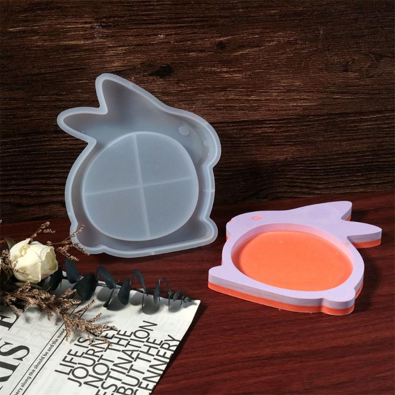 Flexible Sturdy Silicone Epoxy Resin Castes Mold Rabbits Shaped Tray Dishes Molds for Craft and Home Decoration