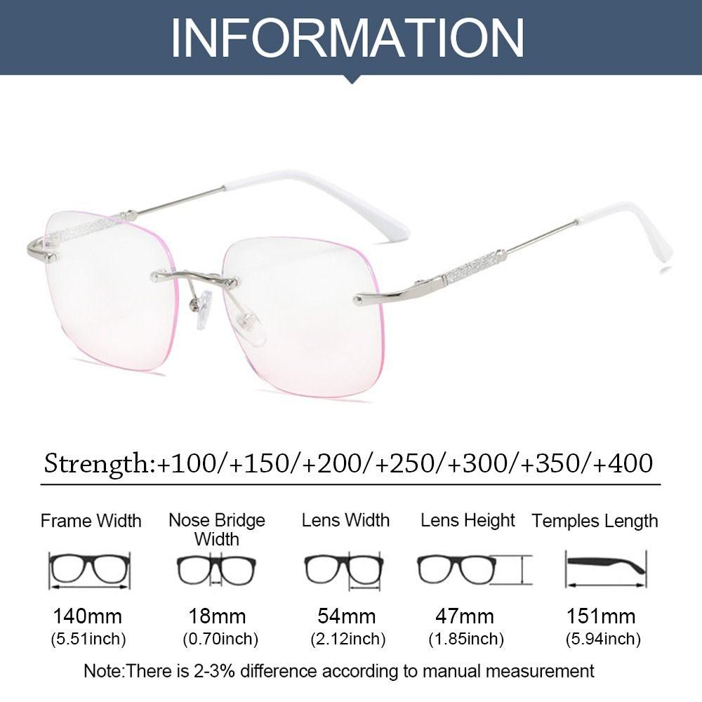 Blue Ray Blocking Anti-Blue Light Reading Glasses Ultralight Eye Protection Hyperopia Glasses Shiny Rhinestone Metal
