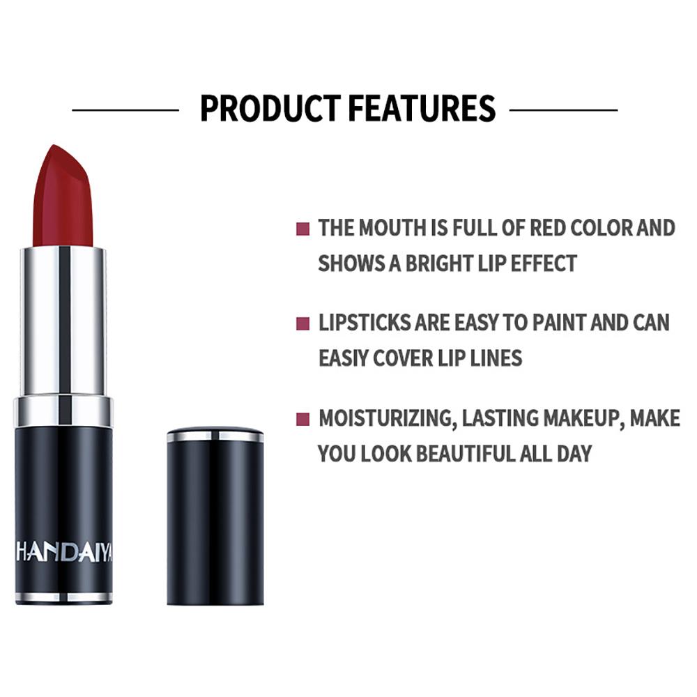 Handaiyan Sexy Nude Red Brown Purple Lipgloss Matte Lip Gloss Velvety Lipstick Matte Waterproof Makeup Long Lasting Cosmetic