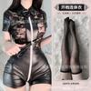 Domila Sexy Underwear Lace Patent Leather Open Crotch Free Onesie Nightclub Bar SM Bundle Set F182