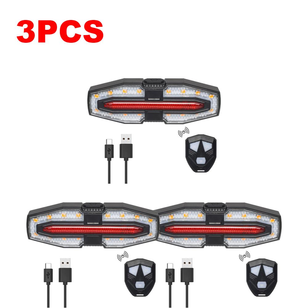 1-6PCS Bicycle Rear Light with Turn Signals Rechargeable Remote Control Bicycle Taillight Warning Rear Light For Safety Cycling