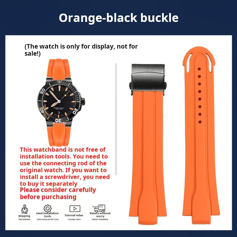 Για Oris Diving AQUIS 7740 7730 Water Ghost Αθλητικό Ρολόι Ζώνη Λουράκι Ανδρικό Φθοροελαστικό Αδιάβροχο Λουράκι Ρολογιού 24-12 Κυρτό Σιλικόνης